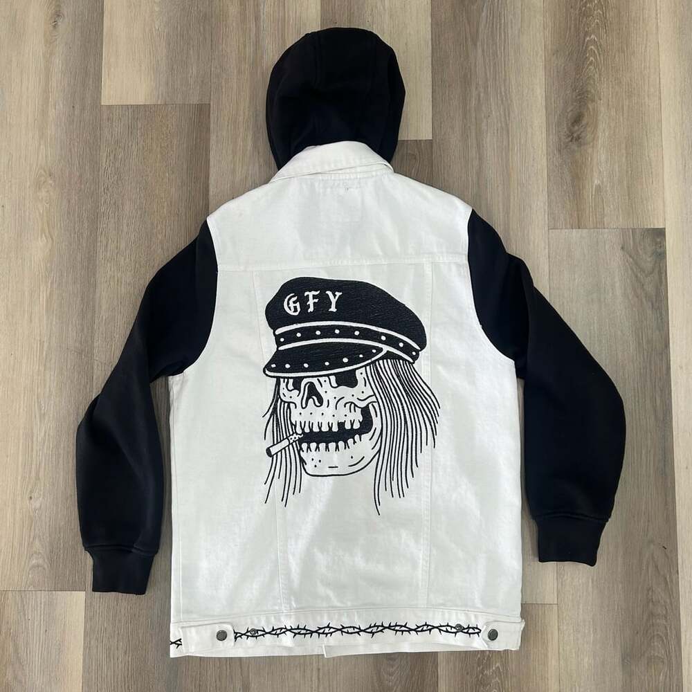 Lurking Class By Sketchy Tank Denim Jacket Size M Black White Hoodie